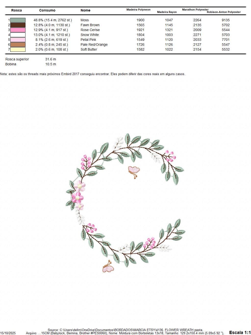 Flower Wreath embroidery designs - Floral Frame machine embroidery pattern - Kitchen Tea Towel file - Instant digital download pes jef dst