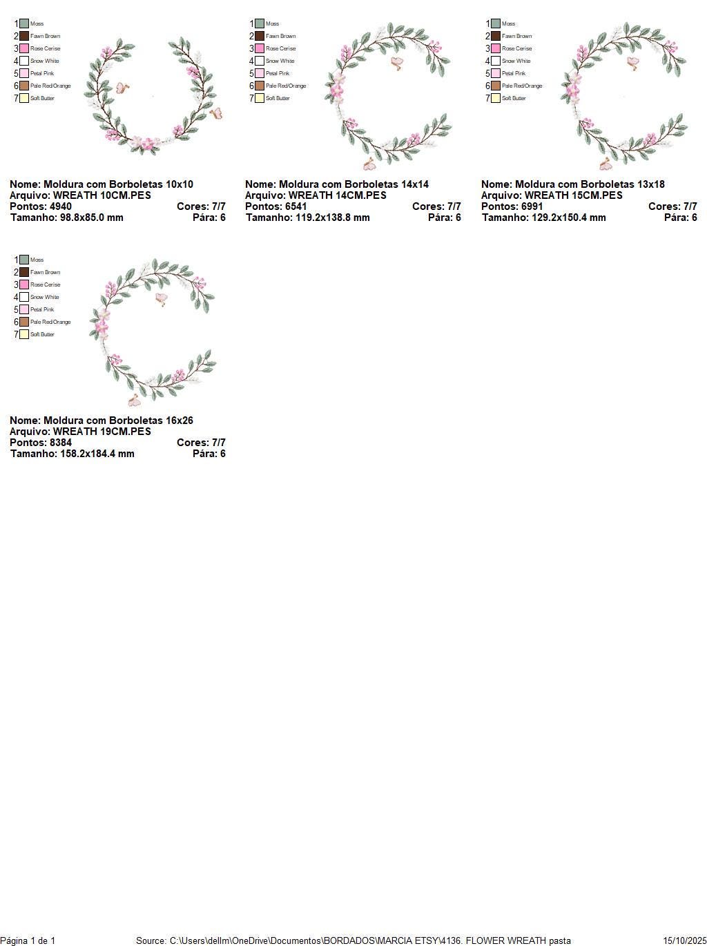 Flower Wreath embroidery designs - Floral Frame machine embroidery pattern - Kitchen Tea Towel file - Instant digital download pes jef dst