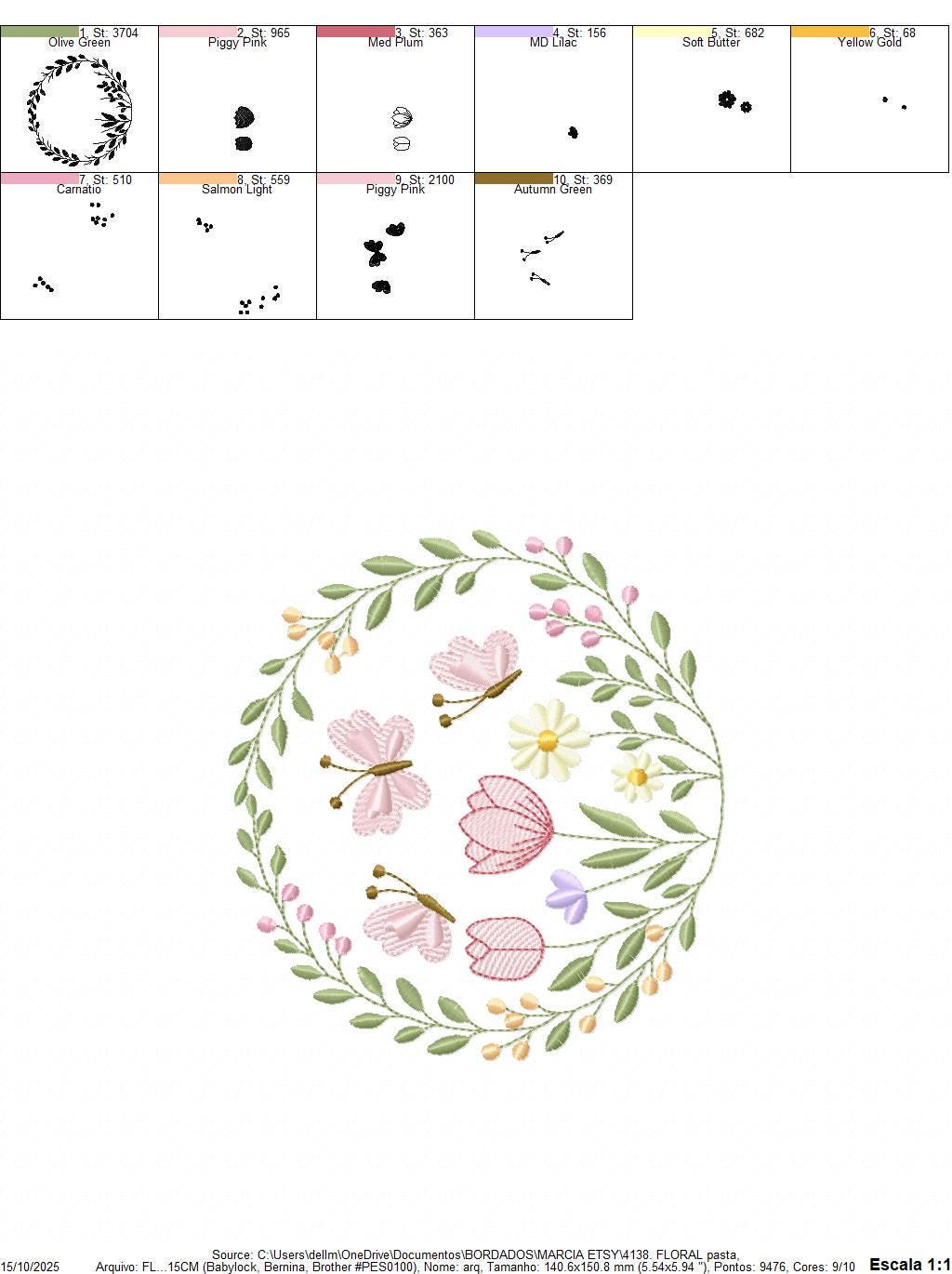 Flower Wreath embroidery designs - Floral Frame machine embroidery pattern - Kitchen Tea Towel file - Instant digital download pes jef dst