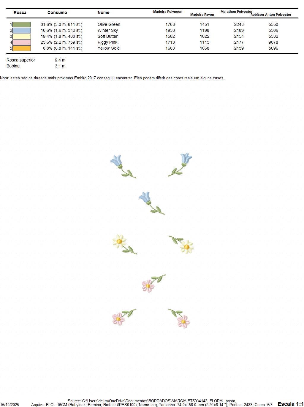 Little Flowers embroidery design - Tulip and daisies machine embroidery pattern - Kitchen Tea towel divider - Instant digital download pes