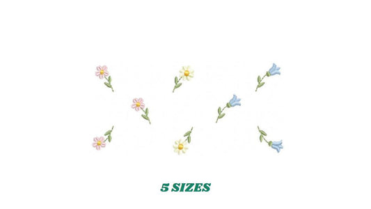 Little Flowers embroidery design - Tulip and daisies machine embroidery pattern - Kitchen Tea towel divider - Instant digital download pes