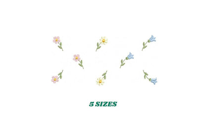 Little Flowers embroidery design - Tulip and daisies machine embroidery pattern - Kitchen Tea towel divider - Instant digital download pes