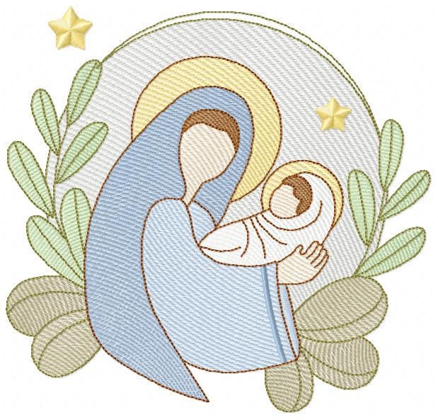 Holy Mary embroidery designs - Virgin Mary and Baby Jesus machine embroidery pattern - Catholic religious file - Instant digital download