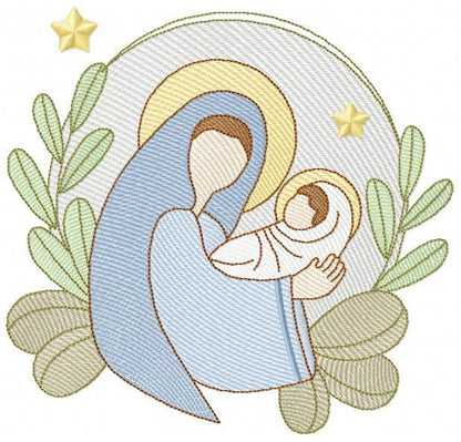 Holy Mary embroidery designs - Virgin Mary and Baby Jesus machine embroidery pattern - Catholic religious file - Instant digital download