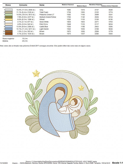 Holy Mary embroidery designs - Virgin Mary and Baby Jesus machine embroidery pattern - Catholic religious file - Instant digital download