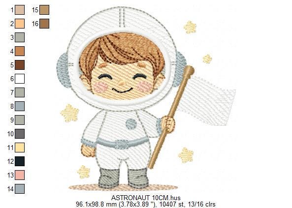 Astronaut embroidery designs - Space Rocket Planet Stars machine embroidery pattern - Baby boy file - Instant digital download pes jef dst
