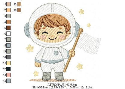 Astronaut embroidery designs - Space Rocket Planet Stars machine embroidery pattern - Baby boy file - Instant digital download pes jef dst
