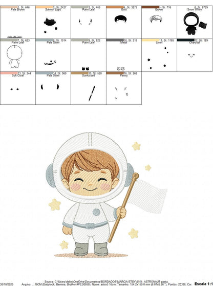 Astronaut embroidery designs - Space Rocket Planet Stars machine embroidery pattern - Baby boy file - Instant digital download pes jef dst