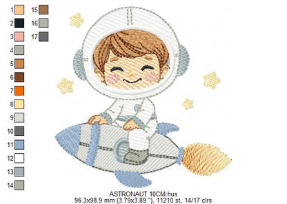 Astronaut embroidery designs - Space Rocket Planet Stars machine embroidery pattern - Baby boy file - Instant digital download pes jef dst