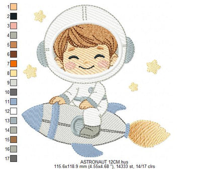 Astronaut embroidery designs - Space Rocket Planet Stars machine embroidery pattern - Baby boy file - Instant digital download pes jef dst