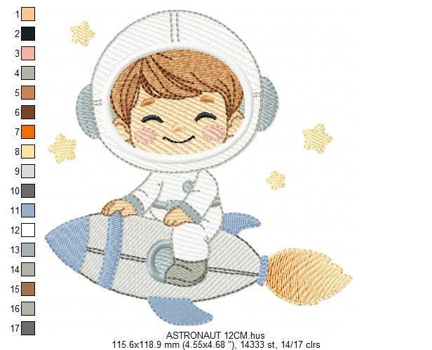 Astronaut embroidery designs - Space Rocket Planet Stars machine embroidery pattern - Baby boy file - Instant digital download pes jef dst