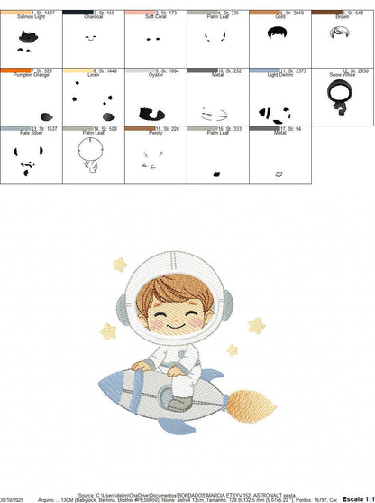 Astronaut embroidery designs - Space Rocket Planet Stars machine embroidery pattern - Baby boy file - Instant digital download pes jef dst