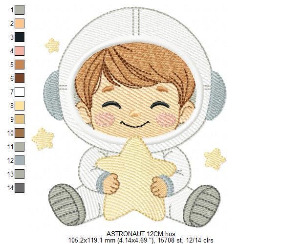 Astronaut embroidery designs - Space Rocket Planet Stars machine embroidery pattern - Baby boy file - Instant digital download pes jef dst