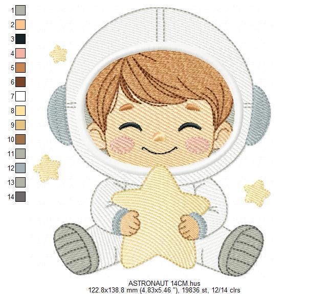 Astronaut embroidery designs - Space Rocket Planet Stars machine embroidery pattern - Baby boy file - Instant digital download pes jef dst