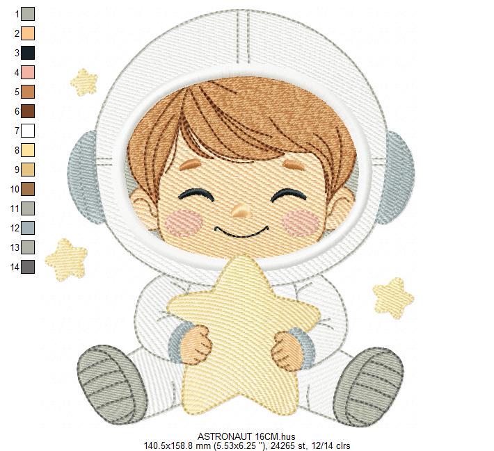 Astronaut embroidery designs - Space Rocket Planet Stars machine embroidery pattern - Baby boy file - Instant digital download pes jef dst