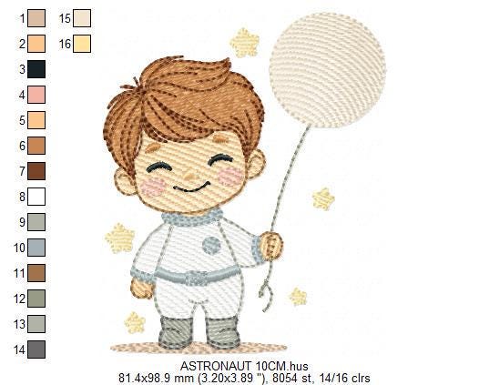 Astronaut embroidery designs - Space Rocket Planet Stars machine embroidery pattern - Baby boy file - Instant digital download pes jef dst