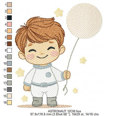 Astronaut embroidery designs - Space Rocket Planet Stars machine embroidery pattern - Baby boy file - Instant digital download pes jef dst