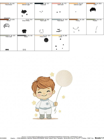 Astronaut embroidery designs - Space Rocket Planet Stars machine embroidery pattern - Baby boy file - Instant digital download pes jef dst