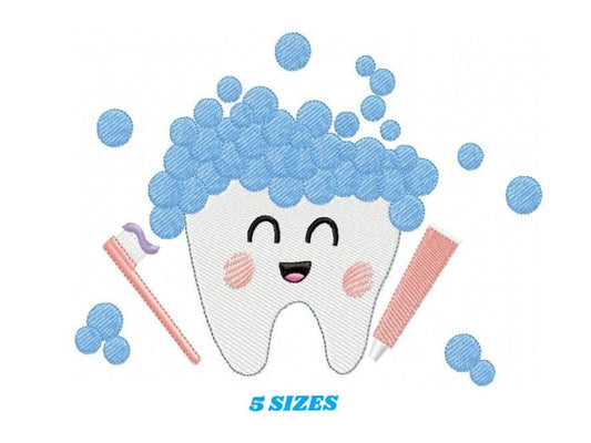 Tooth embroidery designs - Dental Toothpaste machine embroidery pattern - Toothbrush embroidery file - Instant digital download pes jef dst