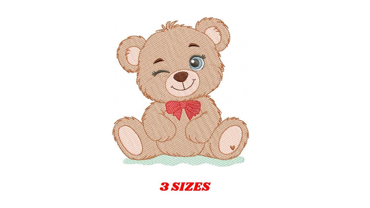 Teddy Bear embroidery designs - Baby boy with red bow tie machine embroidery pattern - Instant digital download pes jef dst hus vp3 exp xxx