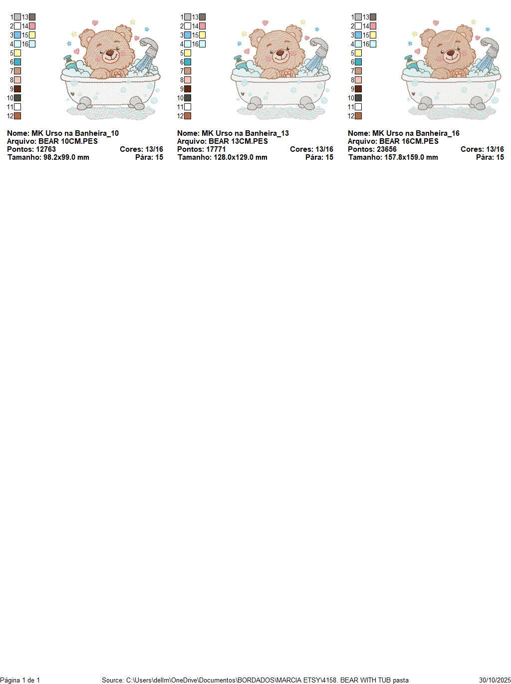 Teddy Bear Bathing embroidery designs - Male bear in bathtub machine embroidery pattern - Baby boy file - Instant digital download pes jef