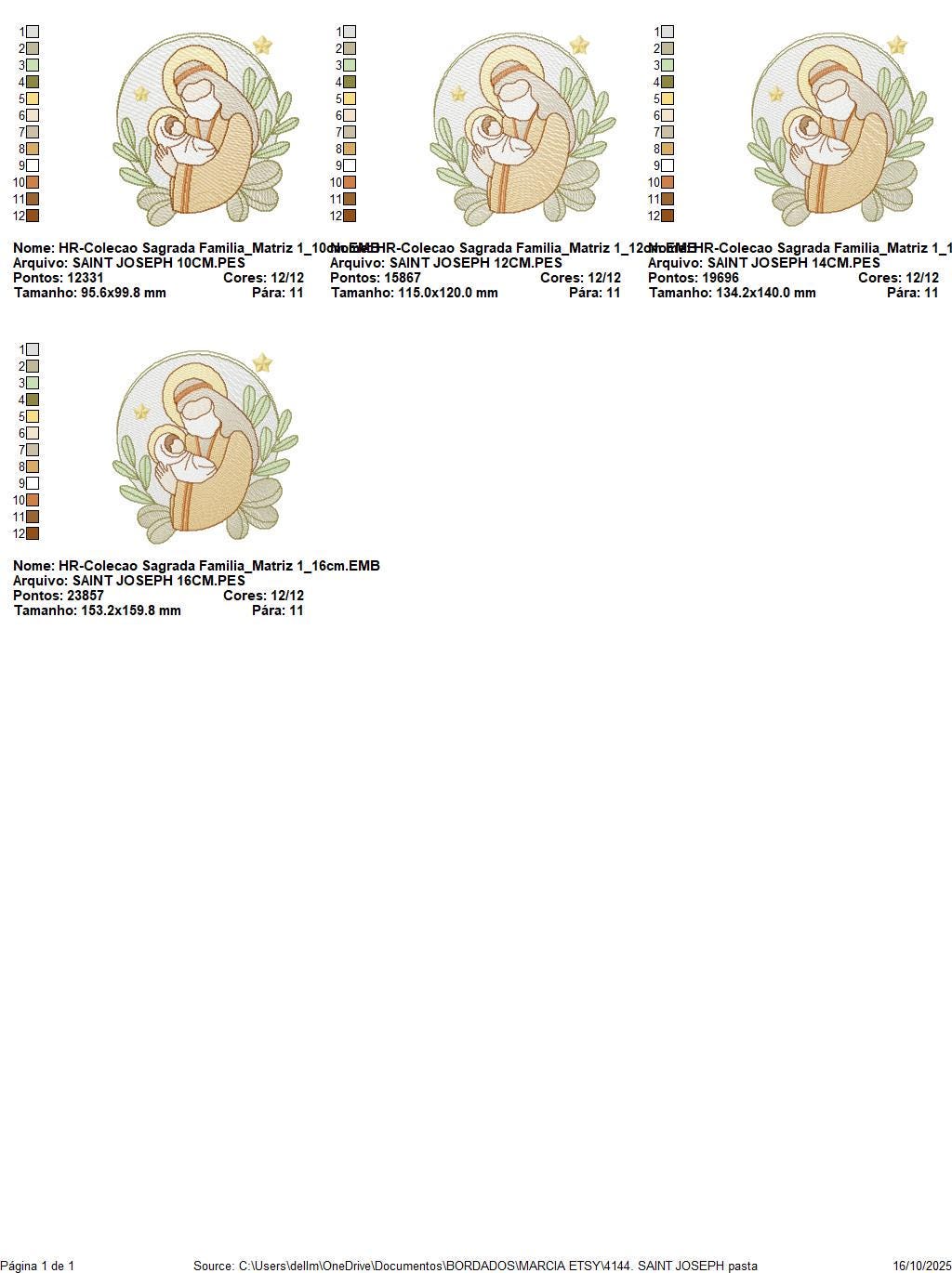 Holy Family embroidery designs - Father Joseph and Baby Jesus machine embroidery pattern - Catholic Religious file - Instant download pes