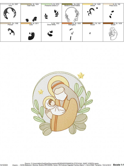 Holy Family embroidery designs - Father Joseph and Baby Jesus machine embroidery pattern - Catholic Religious file - Instant download pes