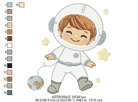 Astronaut embroidery designs - Space Rocket Planet Stars machine embroidery pattern - Baby boy file - Instant digital download pes jef dst