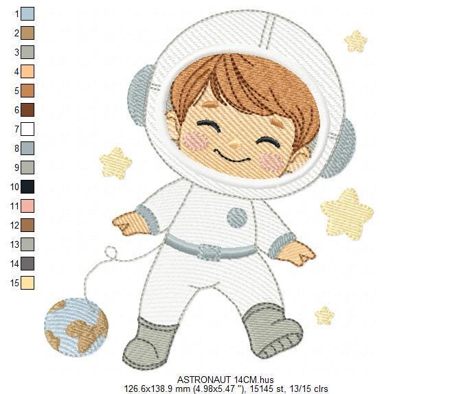 Astronaut embroidery designs - Space Rocket Planet Stars machine embroidery pattern - Baby boy file - Instant digital download pes jef dst
