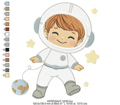 Astronaut embroidery designs - Space Rocket Planet Stars machine embroidery pattern - Baby boy file - Instant digital download pes jef dst
