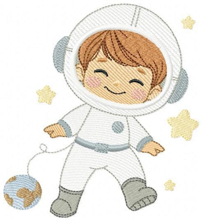 Astronaut embroidery designs - Space Rocket Planet Stars machine embroidery pattern - Baby boy file - Instant digital download pes jef dst