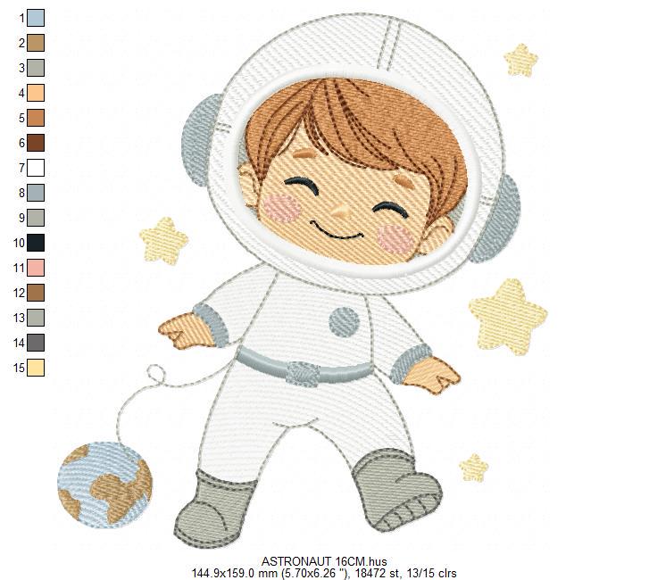 Astronaut embroidery designs - Space Rocket Planet Stars machine embroidery pattern - Baby boy file - Instant digital download pes jef dst