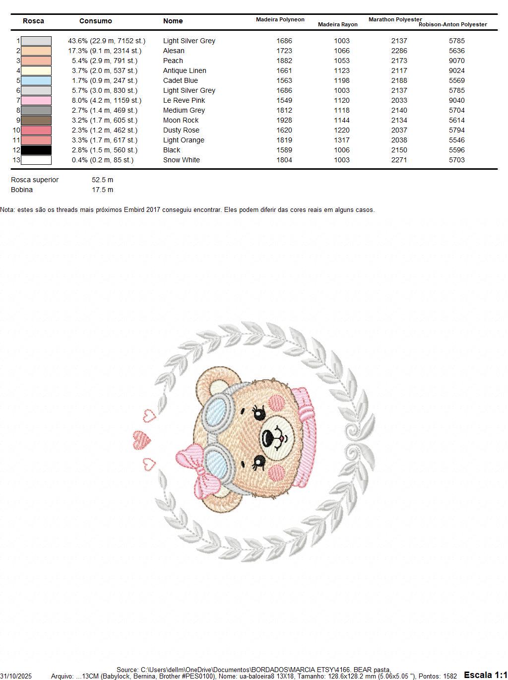 Pilot Bear embroidery designs - Baby Girl with laurel frame machine embroidery pattern - Aviator Teddy bear file - Instant digital download