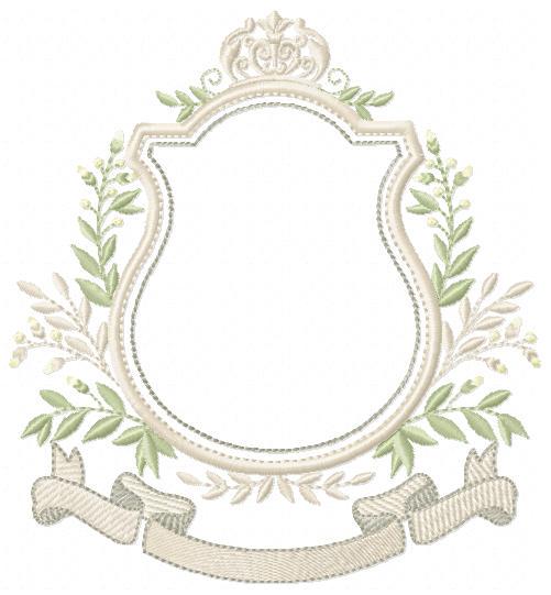 Shield Monogram Frame embroidery designs - Laurel frame with banner machine embroidery pattern - Baby shape file - Instant download pes jef
