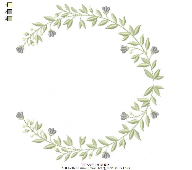 Laurel Garland Frame embroidery designs - Green Laurel Wreath machine embroidery pattern - Baby Monogram shape file - Instant download pes