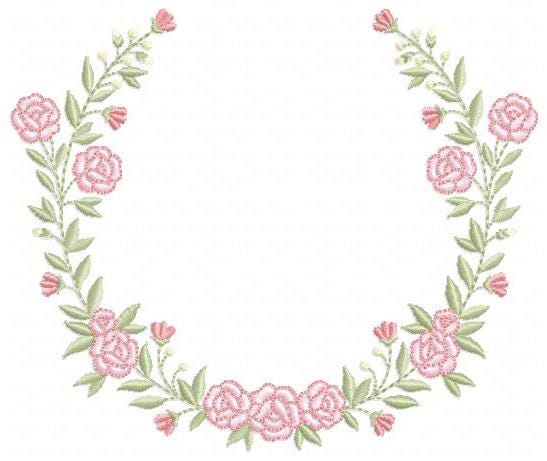Monogram Frame with roses embroidery designs - Flower Laurel wreath machine embroidery pattern - Rose baby girl file - Instant download jef