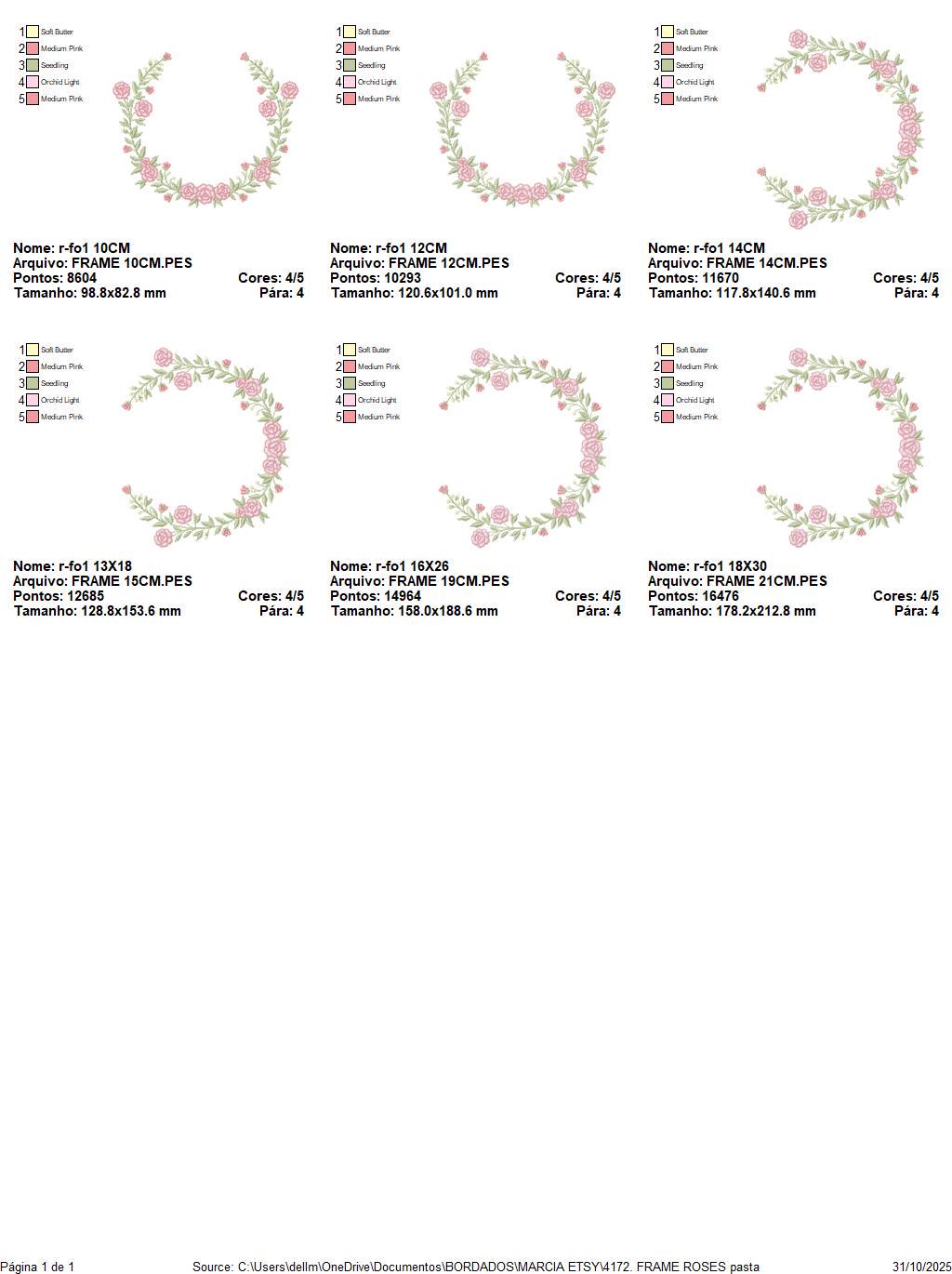 Monogram Frame with roses embroidery designs - Flower Laurel wreath machine embroidery pattern - Rose baby girl file - Instant download jef