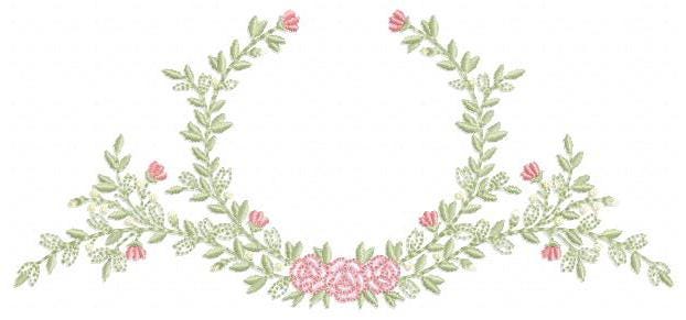 Monogram Frame with roses embroidery designs - Flower Laurel wreath machine embroidery pattern - Rose baby girl file - Instant download pes