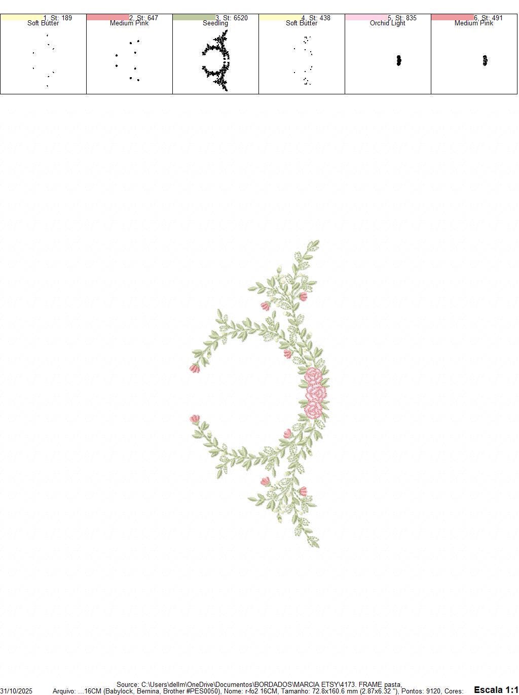 Monogram Frame with roses embroidery designs - Flower Laurel wreath machine embroidery pattern - Rose baby girl file - Instant download pes