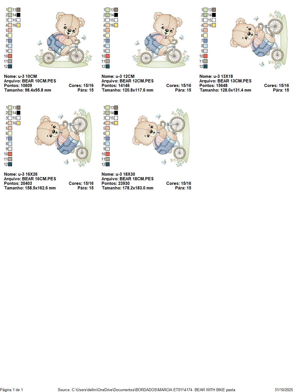 Male Bear with bike embroidery designs - Bear with bicycle machine embroidery pattern - Baby boy file - Instant digital download pes jef dst