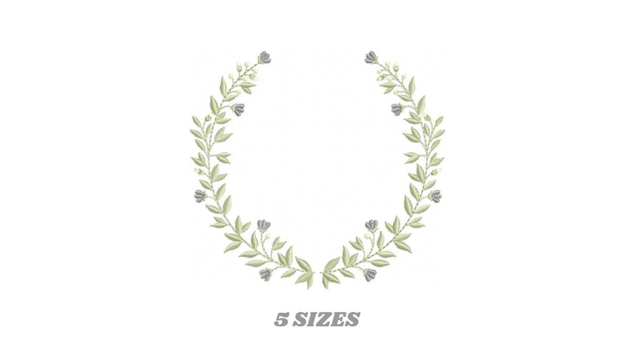 Laurel Garland Frame embroidery designs - Green Laurel Wreath machine embroidery pattern - Baby Monogram shape file - Instant download pes