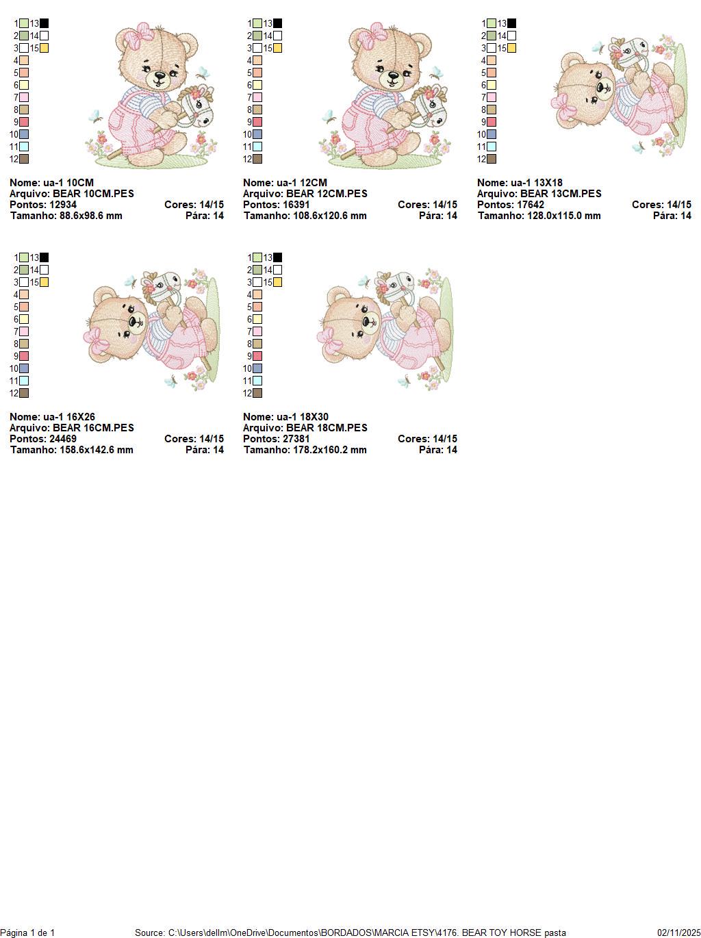 Female Bear with toy horse embroidery designs - Baby girl playing machine embroidery pattern - Instant digital download pes jef dst hus vp3