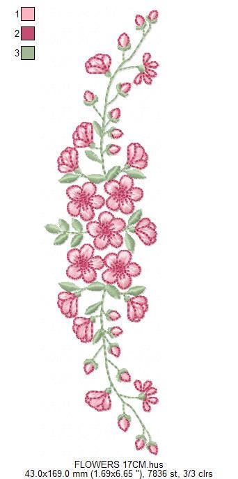 Roses embroidery designs - Flower Line Divider machine embroidery pattern - Kitchen Towel file - Instant digital download jef pes dst hus