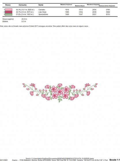 Roses embroidery designs - Flower Line Divider machine embroidery pattern - Kitchen Towel file - Instant digital download jef pes dst hus