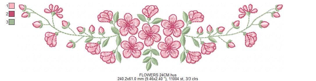 Roses embroidery designs - Flower Line Divider machine embroidery pattern - Kitchen Towel file - Instant digital download jef pes dst hus