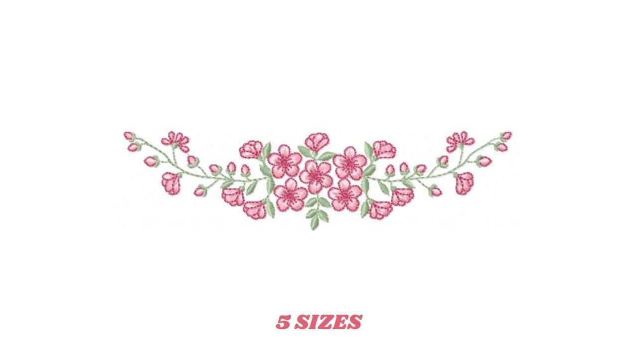 Roses embroidery designs - Flower Line Divider machine embroidery pattern - Kitchen Towel file - Instant digital download jef pes dst hus