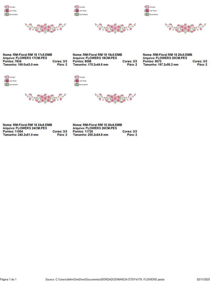 Roses embroidery designs - Flower Line Divider machine embroidery pattern - Kitchen Towel file - Instant digital download jef pes dst hus