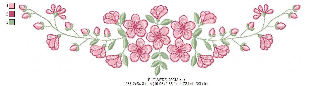 Roses embroidery designs - Flower Line Divider machine embroidery pattern - Kitchen Towel file - Instant digital download jef pes dst hus