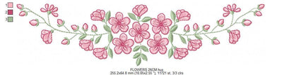 Roses embroidery designs - Flower Line Divider machine embroidery pattern - Kitchen Towel file - Instant digital download jef pes dst hus