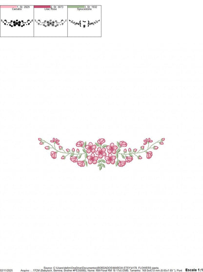Roses embroidery designs - Flower Line Divider machine embroidery pattern - Kitchen Towel file - Instant digital download jef pes dst hus